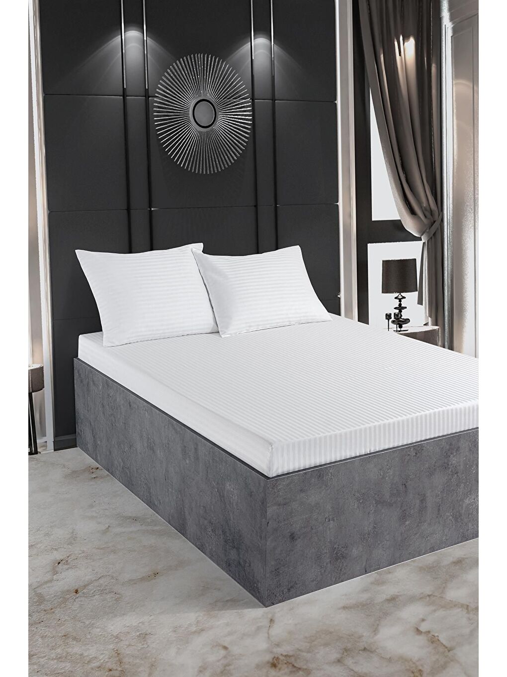 Beyaz Zeus Serisi Pamuk Saten Çift Kişilik Çarşaf Takımı BEJ/DUZ,SADE