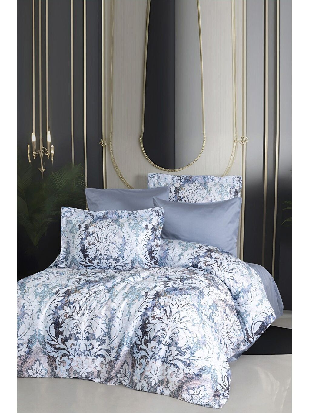 Gri Lyocell King Size (Battal Boy) Nevresim Takımı Nırvana-1