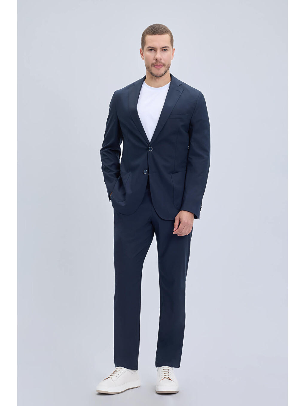 Lacivert Slim Fit Mono Yaka Casual Takım Elbise