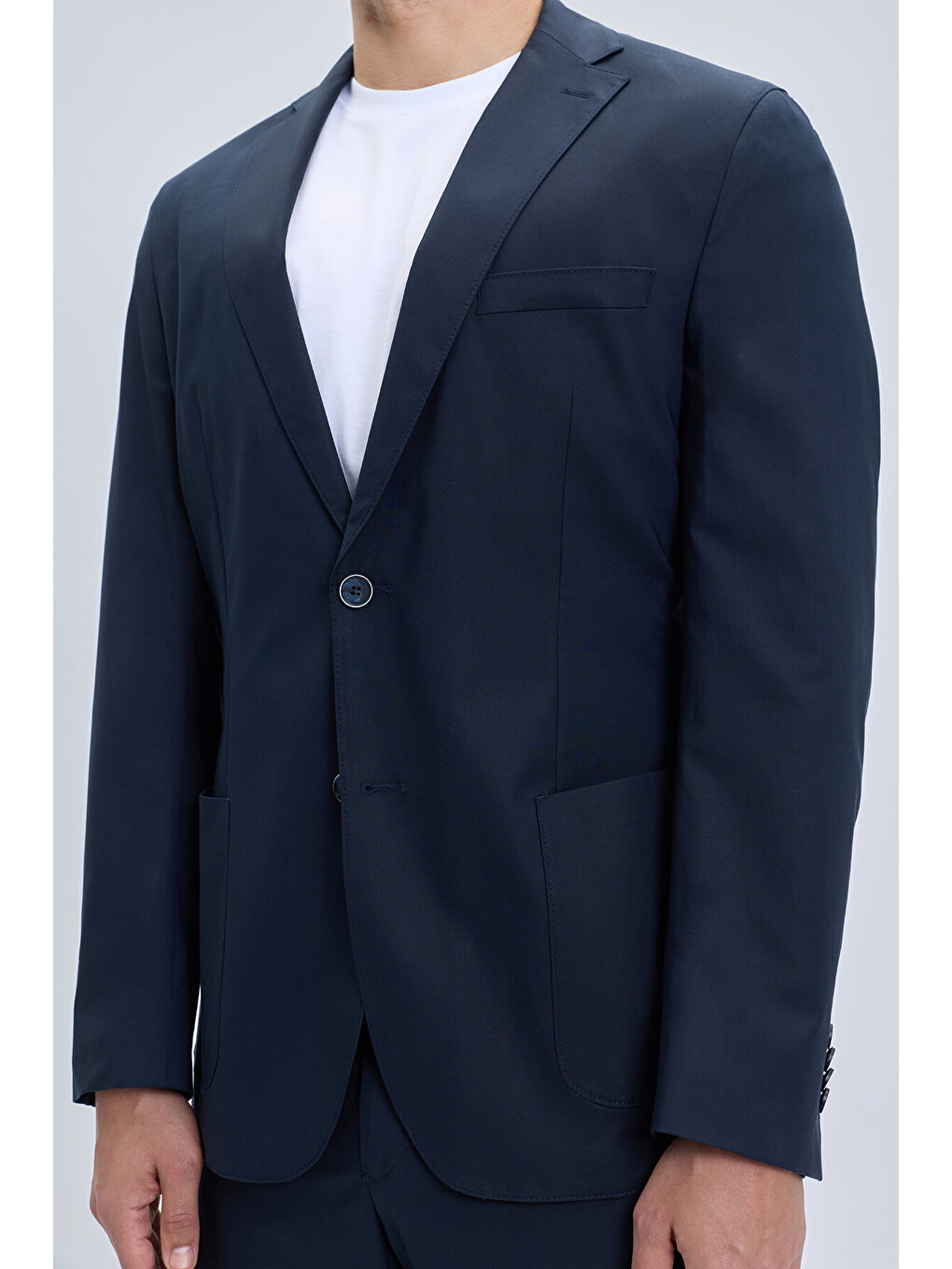 Lacivert Slim Fit Mono Yaka Casual Takım Elbise-2