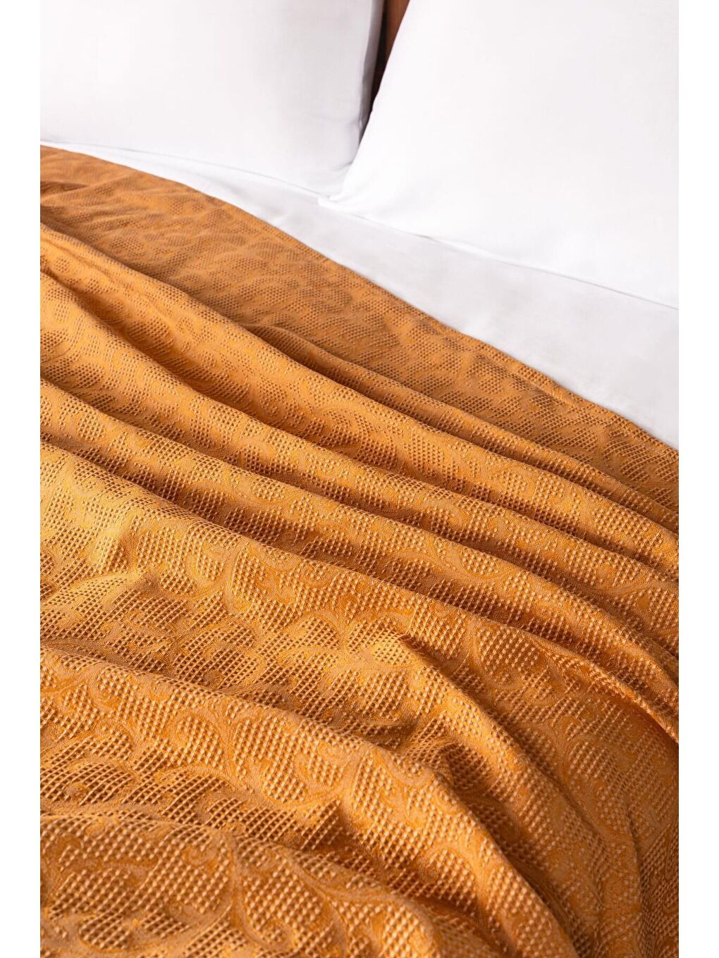 Sarı Jakarlı Bambu Tek Kişilik Pike - Sarmaşık HARDAL/TEKKISILIK-1