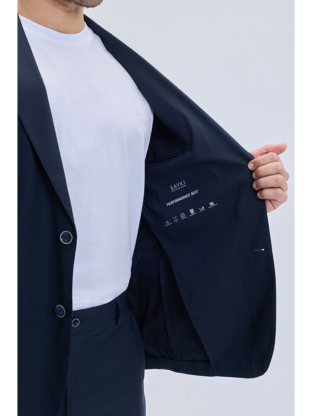 Lacivert Slim Fit Mono Yaka Casual Takım Elbise-3
