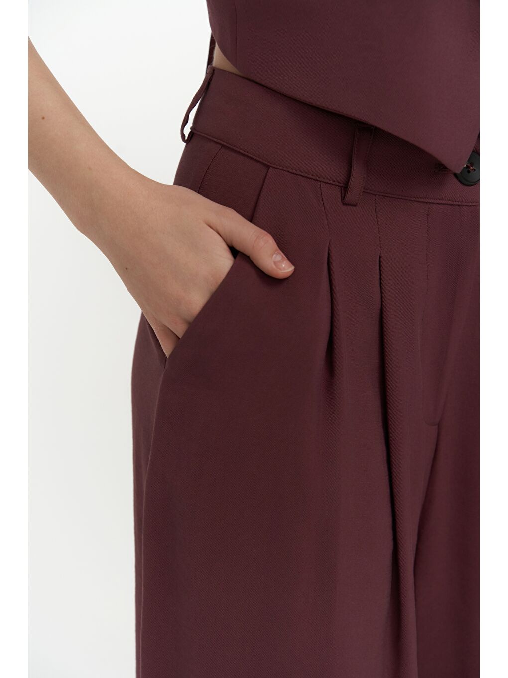 Pailey Sırt Dekolteli Bordo Yelek Pantolon Takım-6