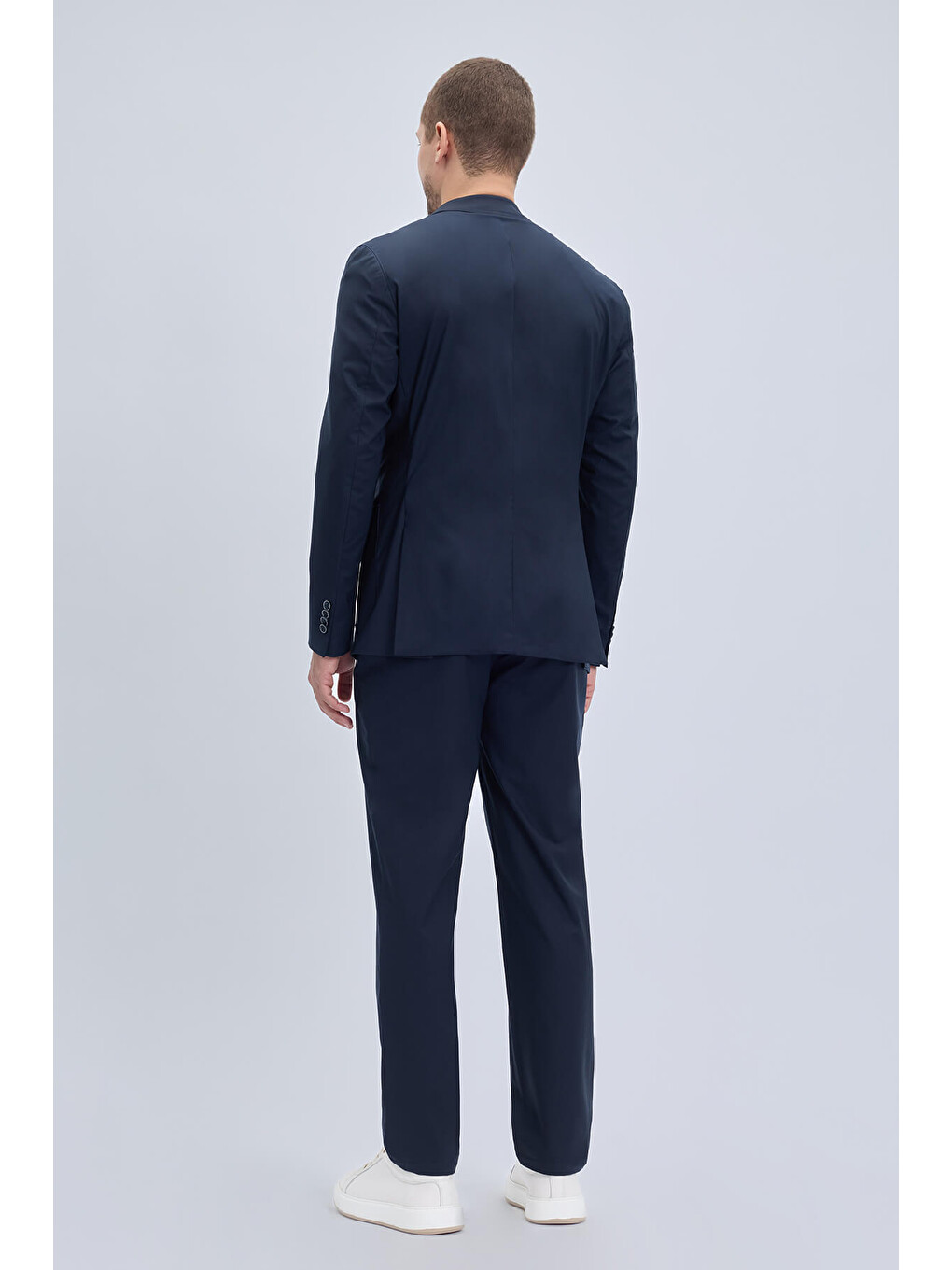 Lacivert Slim Fit Mono Yaka Casual Takım Elbise-4