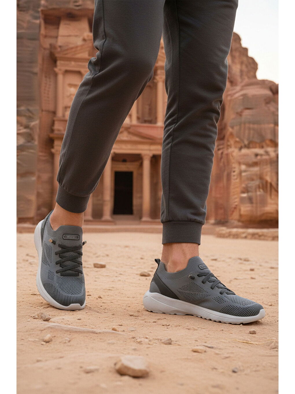 Gri Füme Fileli Hafif Esnek Bağcıklı Erkek Spor Ayakkabı Bst-646 M-2