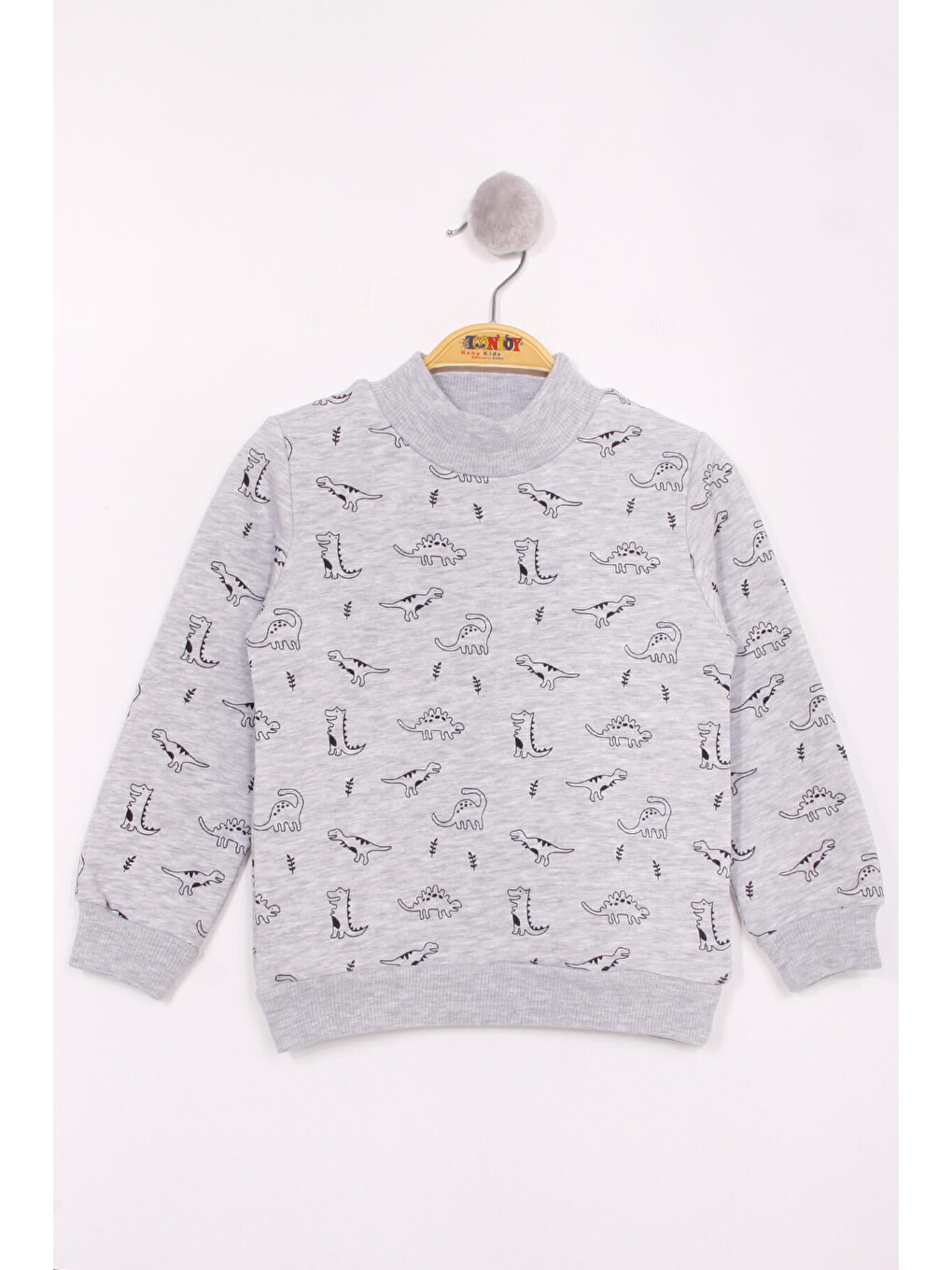 Gri Erkek Çocuk Dinozor Baskılı Sweatshirt