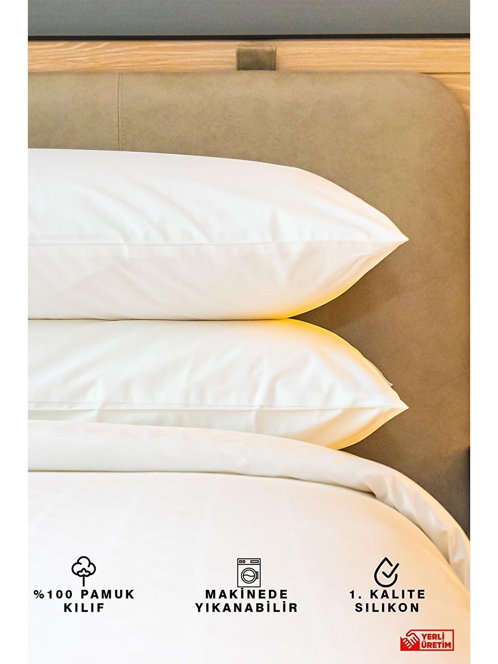 2 Adet Microfiber Antialerjik Yastık 910 Gr Beyaz 50x70 cm-1