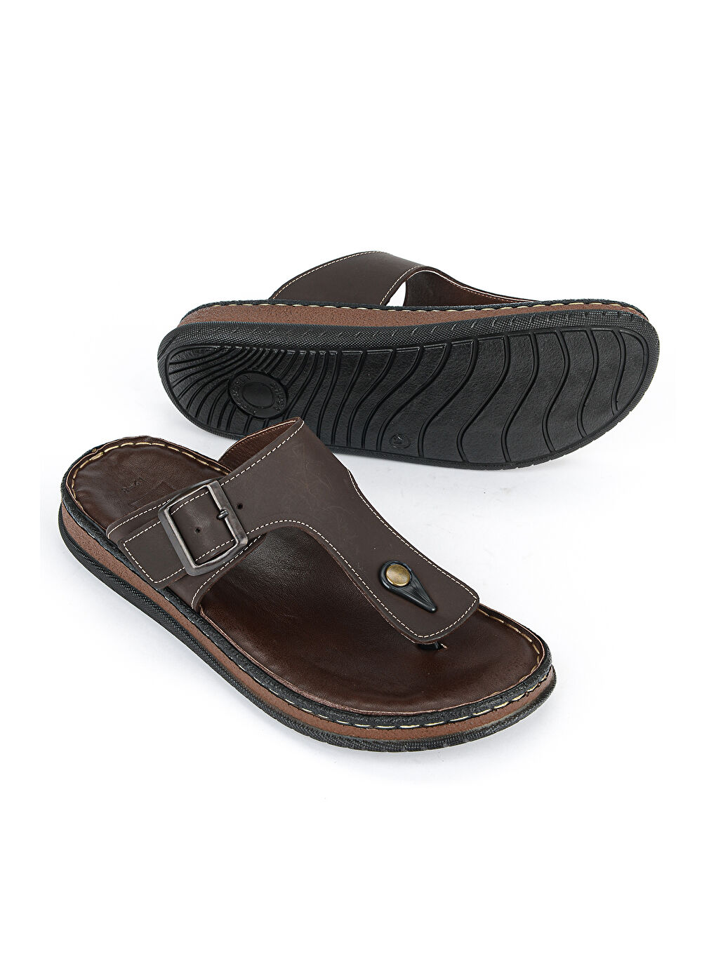 Kahverengi Erkek Hakiki Deri Terlik 1611045ZS8 Kahve-3