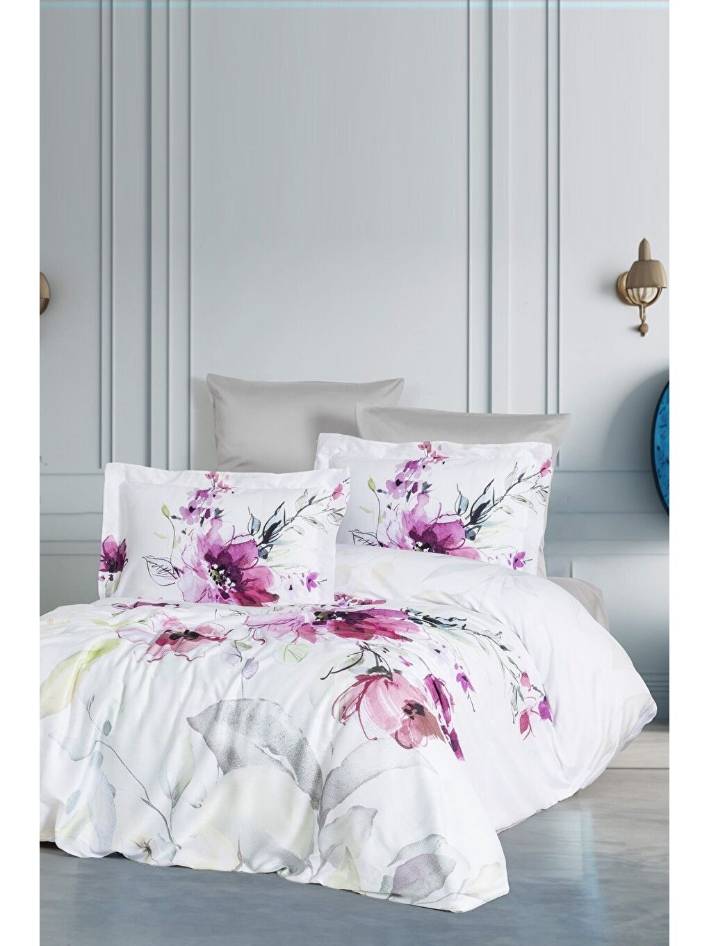 Gri Lyocell King Size (Battal Boy) Nevresim Takımı Verona-1