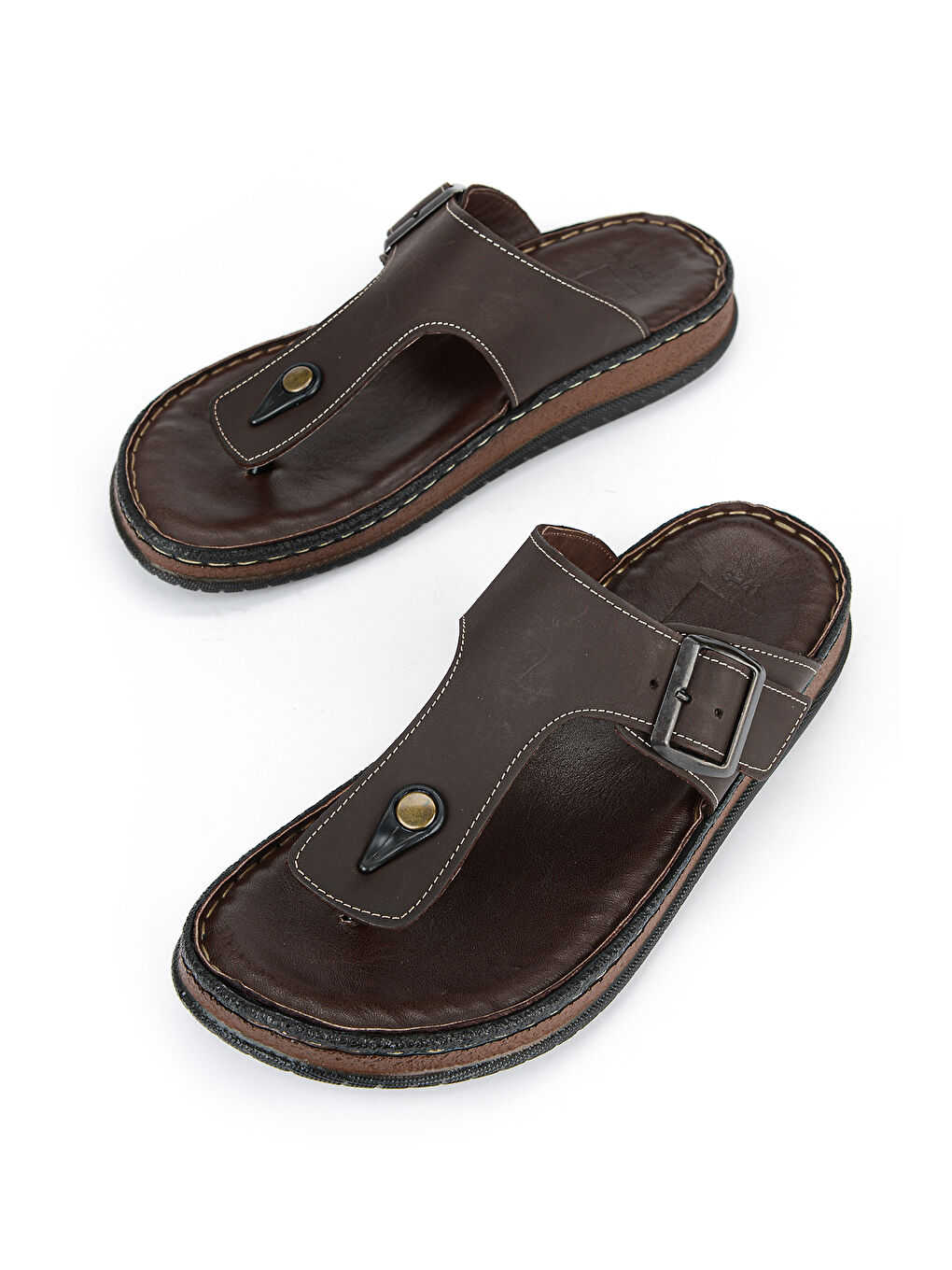 Kahverengi Erkek Hakiki Deri Terlik 1611045ZS8 Kahve-4