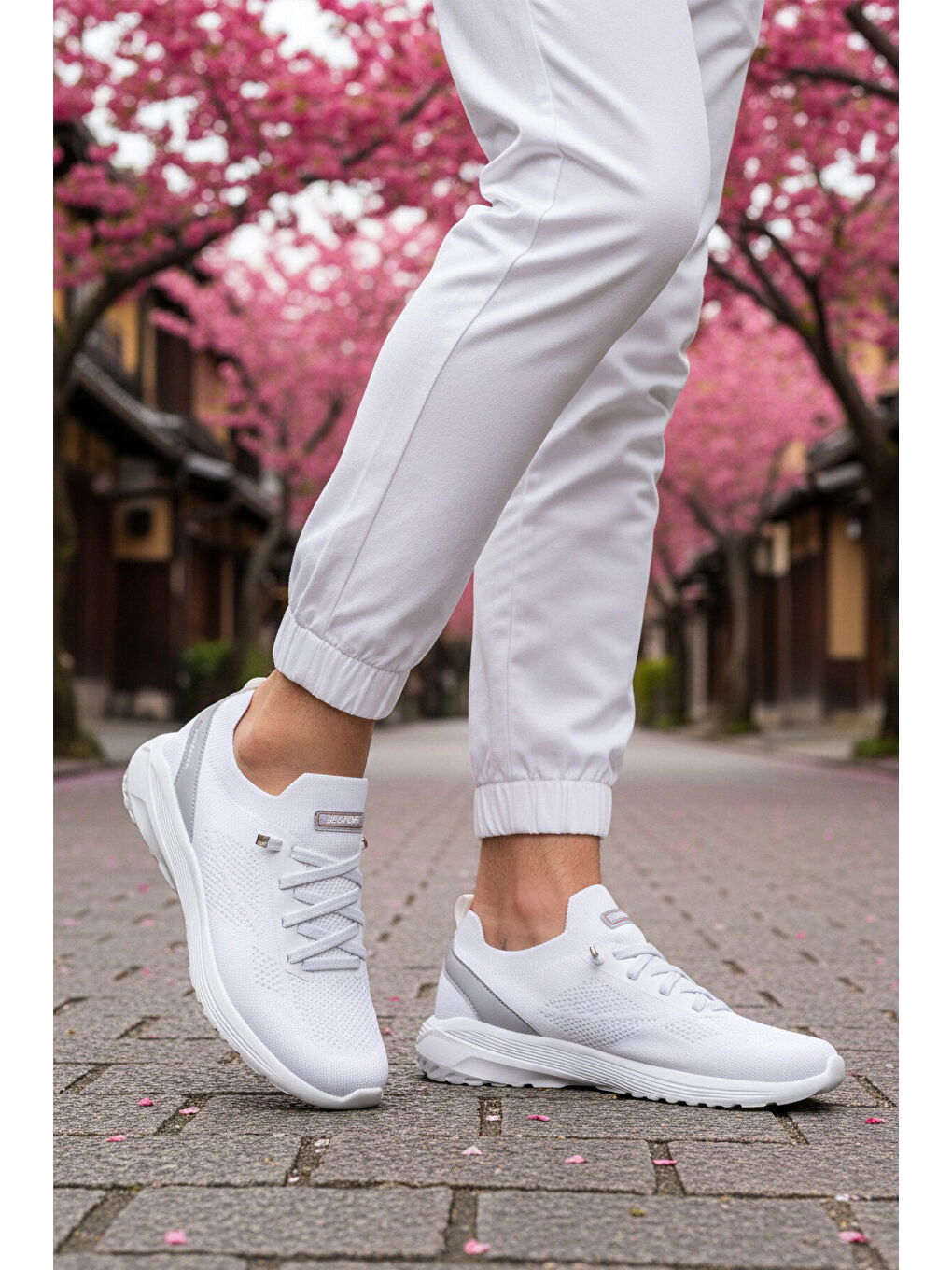 Beyaz Fileli Hafif Esnek Bağcıklı Erkek Spor Ayakkabı Bst-646 M-2