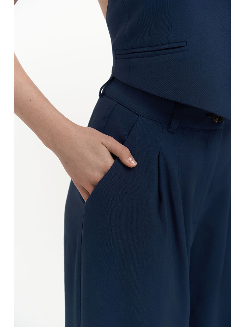 Pailey Sırt Dekolteli Lacivert Yelek Pantolon Takım-7