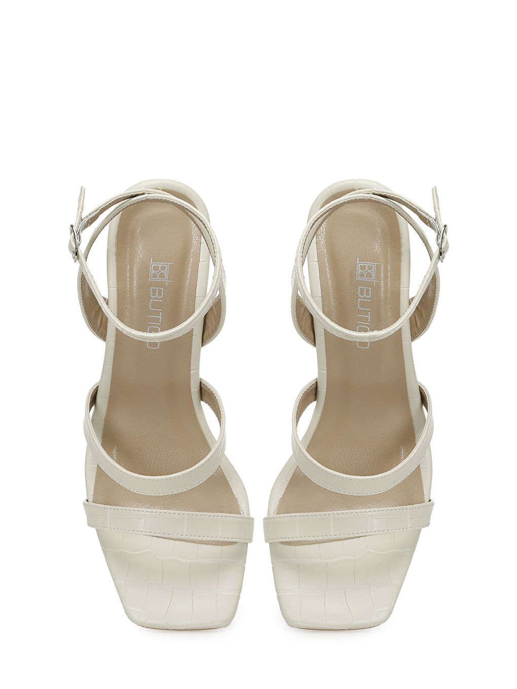 25S-218 5FX Bej Kadın Topuklu Sandalet-3