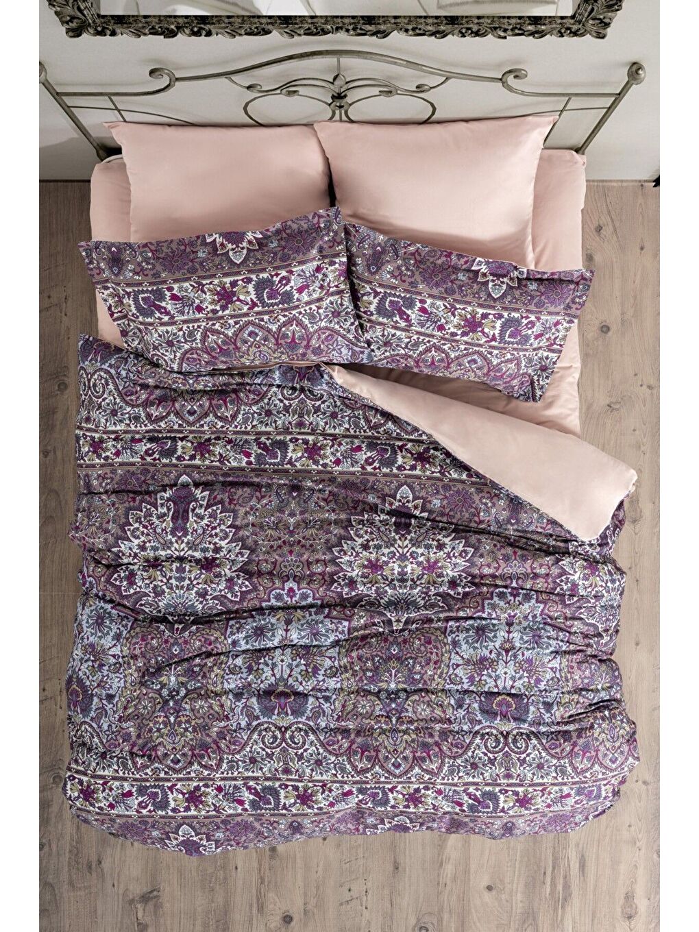 Mürdüm (Family Size) Bambu Saten Nevresim Takımı Eternıty-1