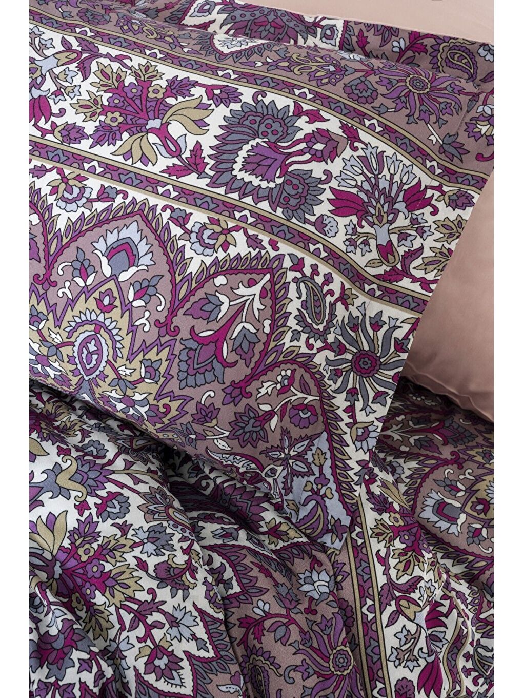 Mürdüm (Family Size) Bambu Saten Nevresim Takımı Eternıty-2