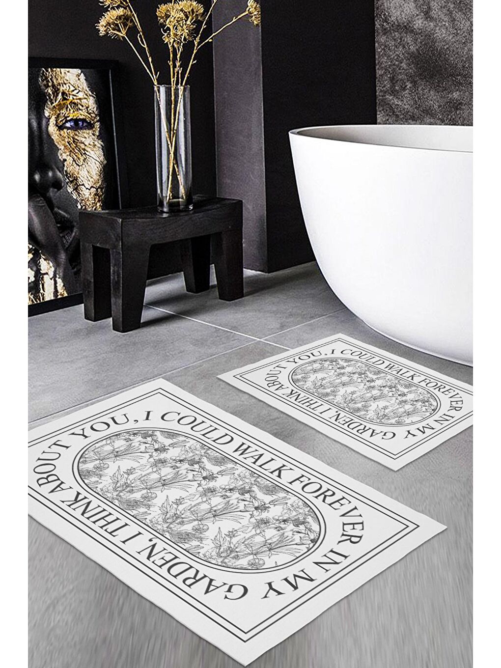 Karışık Desenli Baskılı Banyo Paspası Seti - Yumuşak ve Dayanıklı Ve Makine de Yıkanabilir-1