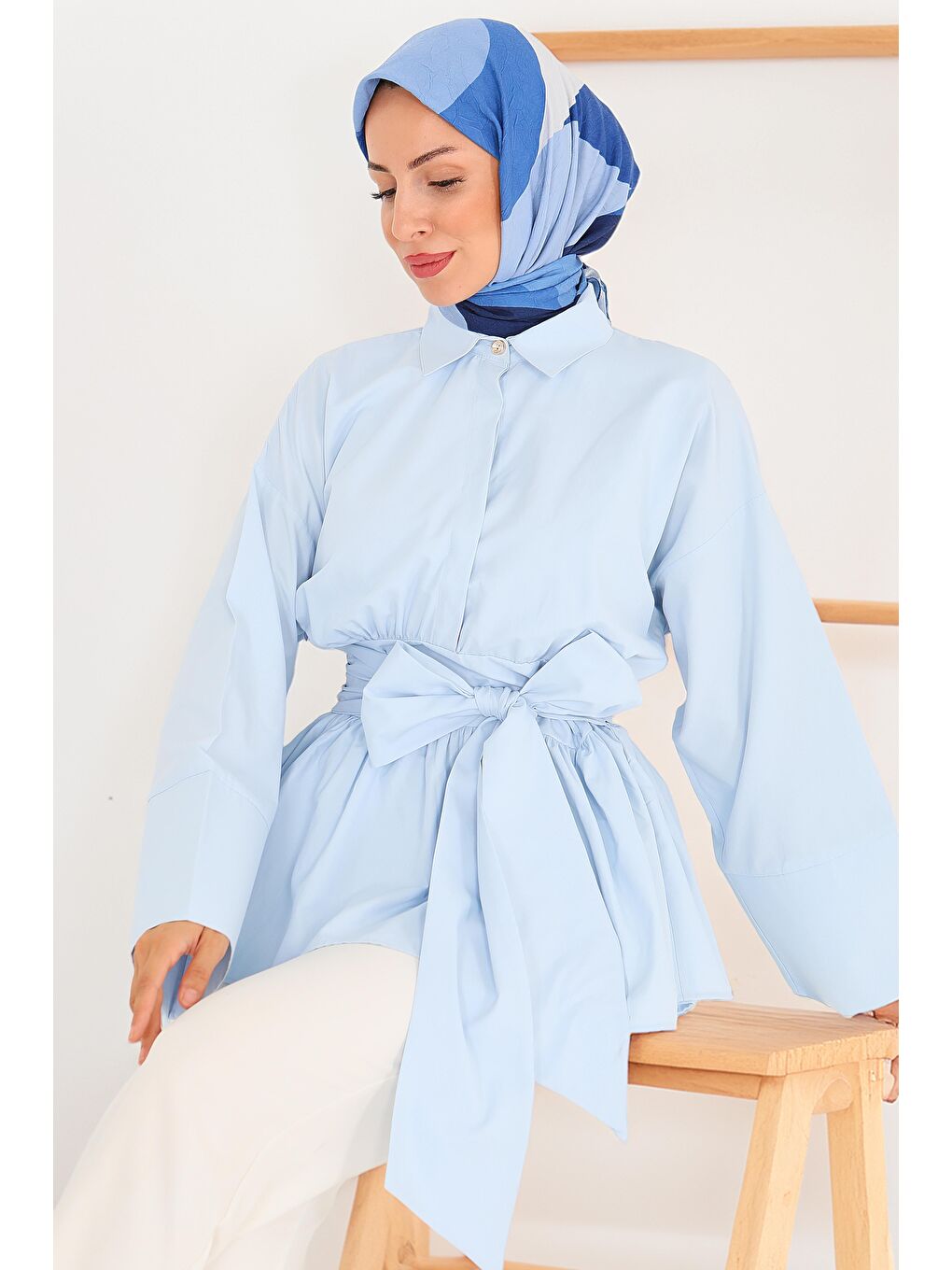 Belden Bağlamalı Tunik Bebe Mavi - 27550