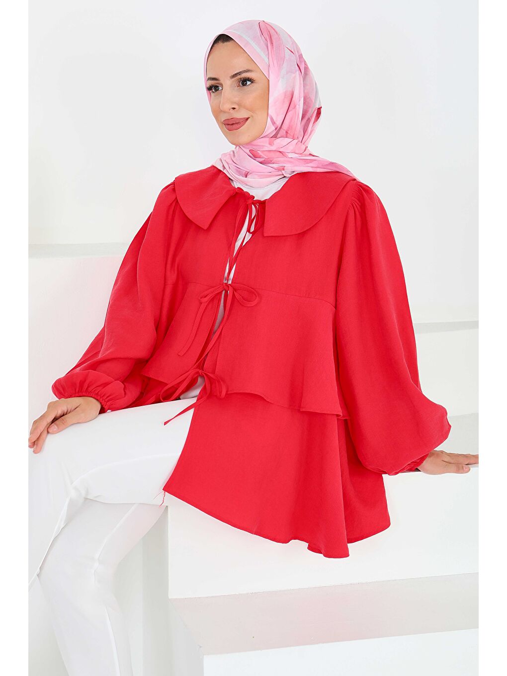 Kırmızı Bağlamalı Gömlek Kirmizi - 27549-1