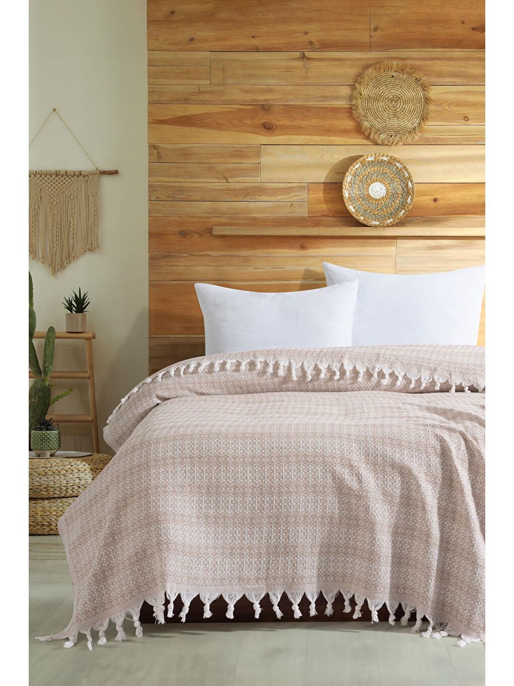 Diamond Serisi Naturel Peştemal Pike Yatak Örtüsü %100 Pamuk Lacivert