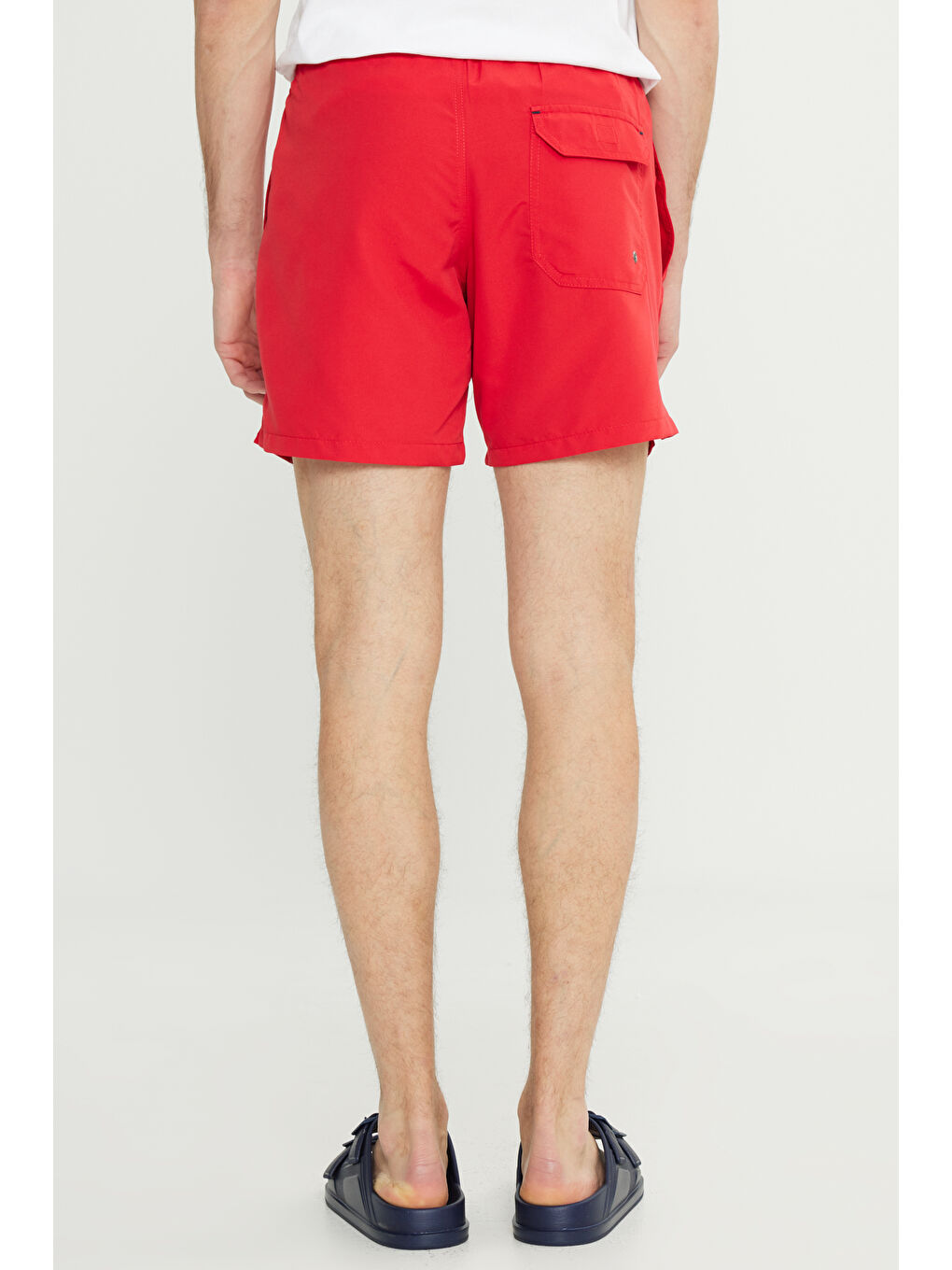 Erkek Kırmızı Standart Fit Normal Kesim Cepli Hızlı Kuruyan Desenli Deniz Şortu-7