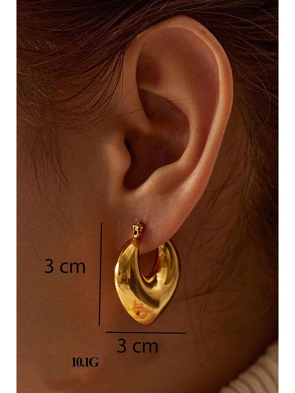 Sarı Minimalist Damla Halka Küpe-3