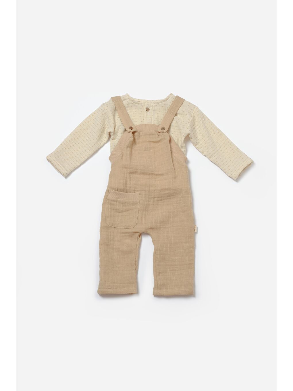 Karışık Unisex Bebek Pamuklu  Müslin Tulumlu Takım - Uzun Kollu İç Bodyli-2