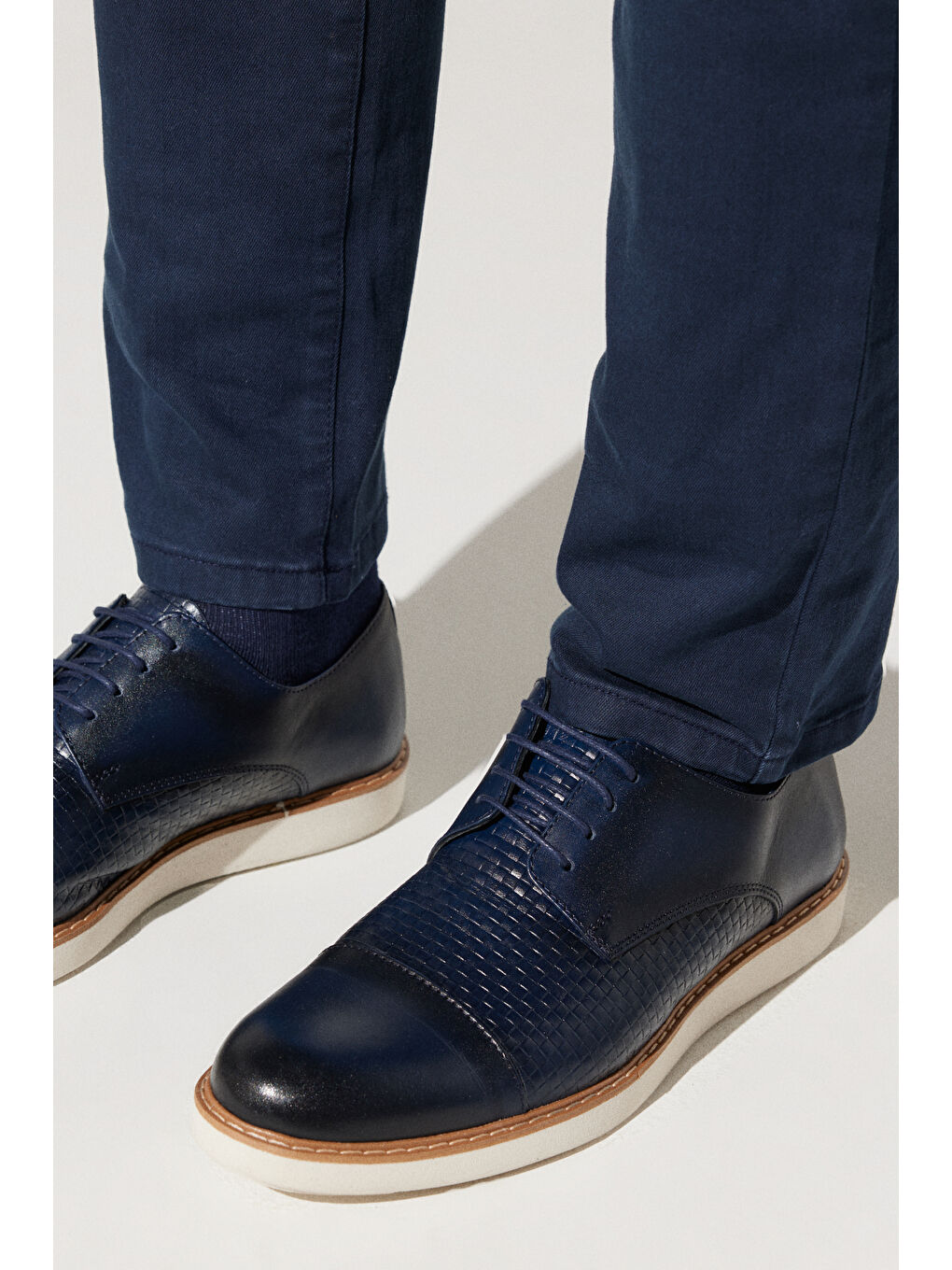 Erkek Lacivert %100 Deri Casual Ayakkabı-1