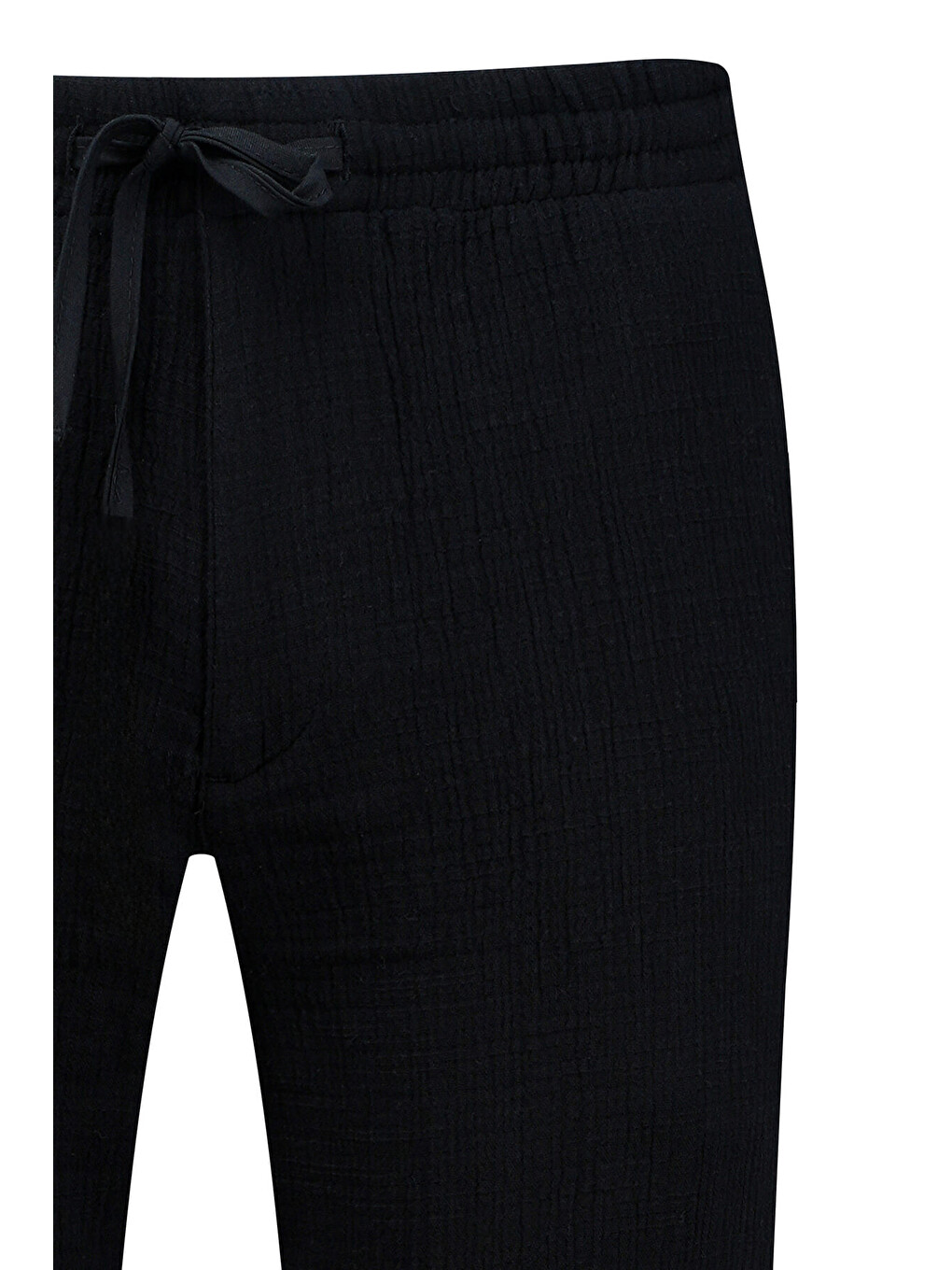 Siyah Rahat Kesim Yandan Cepli 100% Pamuk Jogger Pantolon-1