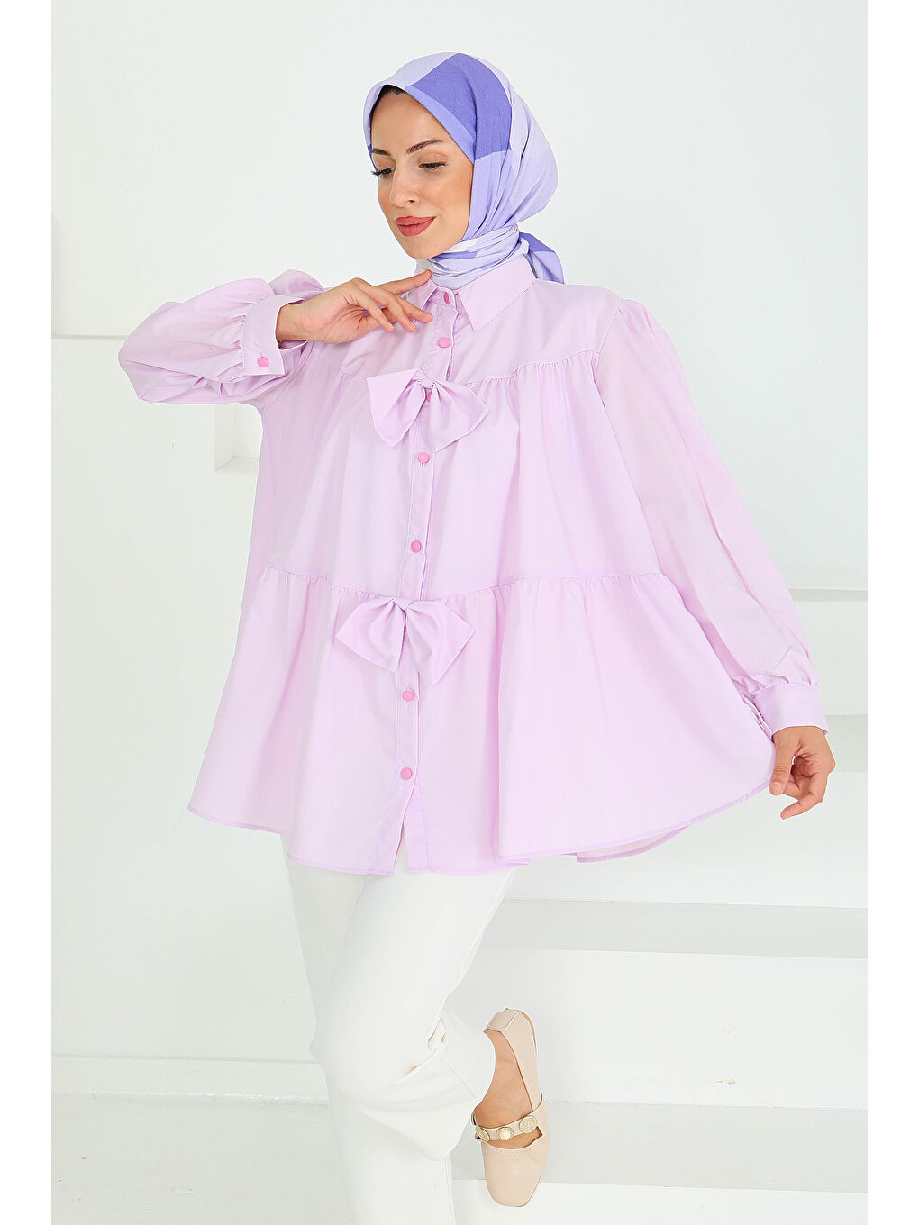 Fiyonk Detaylı Tunik Lila - 27551-1