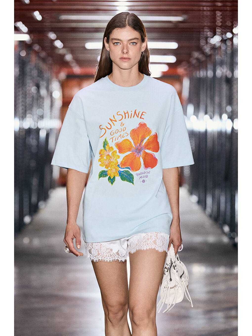 Mavi NITZA Kadın %100 Pamuk Oversize Bisiklet Yaka AÇIK MAVİ T-Shirt-2