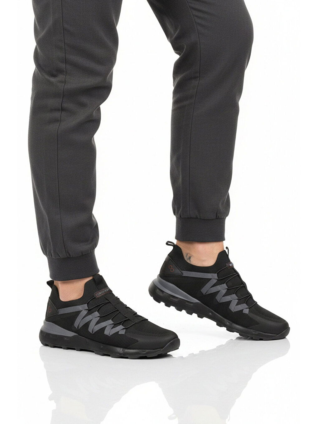 Siyah Fileli Hafif Esnek Bağcıklı Erkek Spor Ayakkabı Bst-650 M