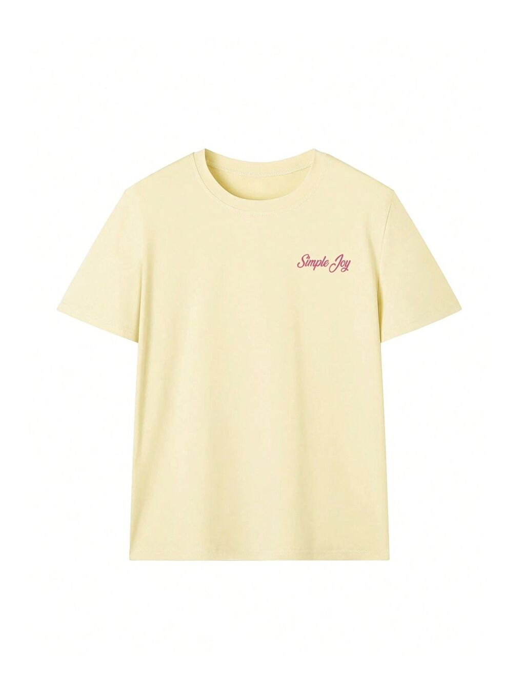 Kadın Sarı Simple Joy Baskılı Oversize Tişört-1