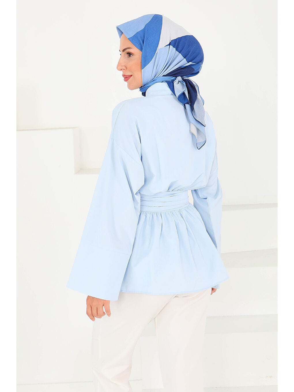 Belden Bağlamalı Tunik Bebe Mavi - 27550-5