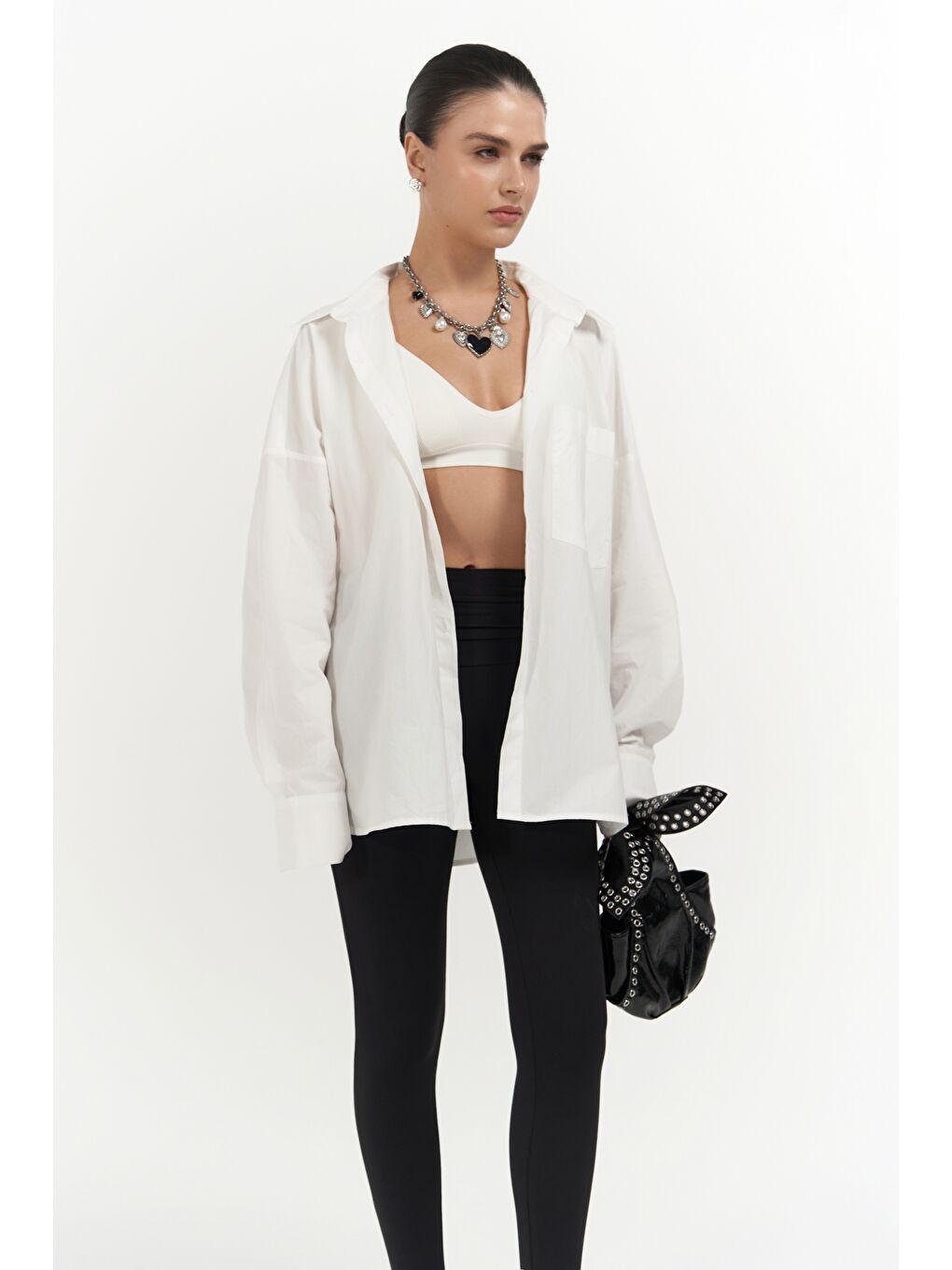 Josie Oversize Ekru Gömlek-4