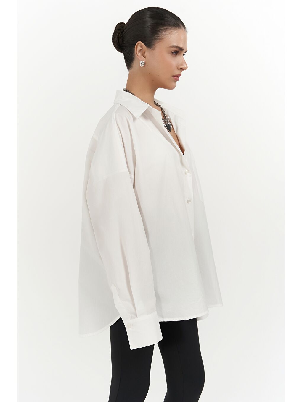 Josie Oversize Ekru Gömlek-6