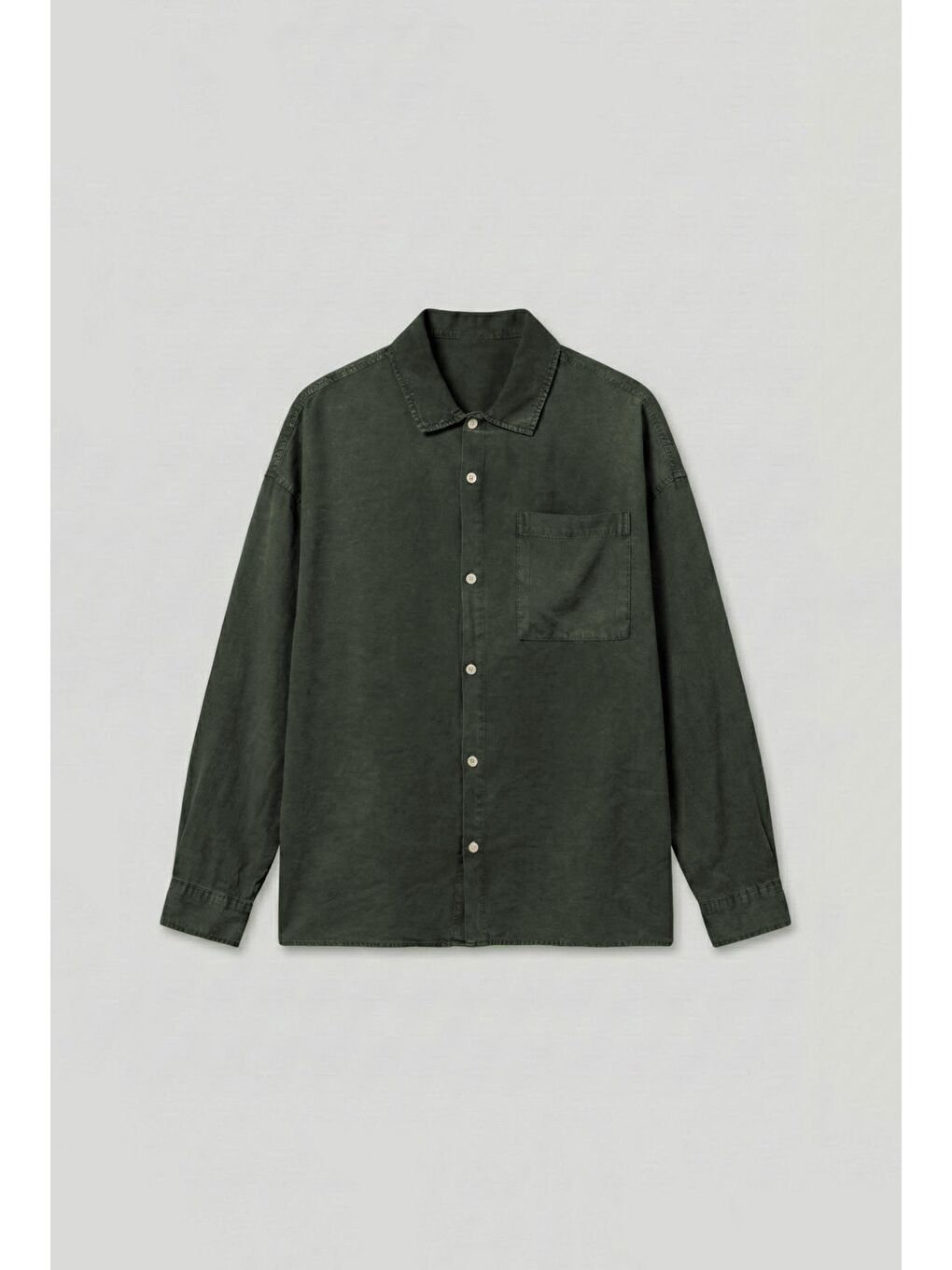 Erkek Oversize Yıkamalı Gömlek Haki