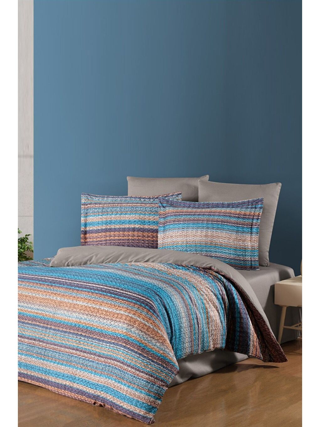 Antrasit (Family Size) Bambu Saten Nevresim Takımı Trıology