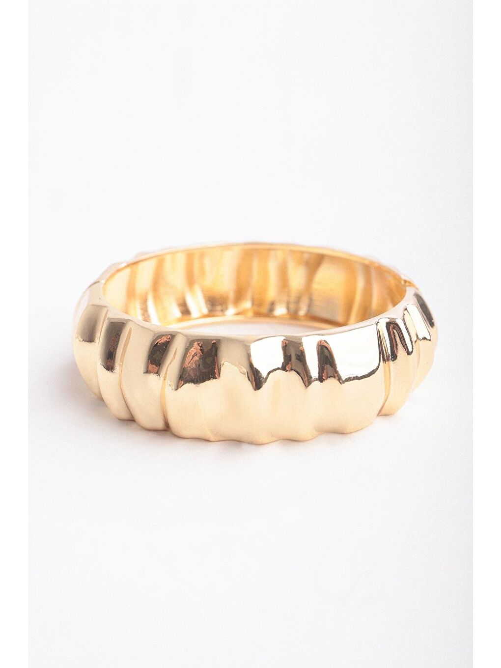 Sarı Gold Tırtıklı Kadın Kelepçe Bileklik