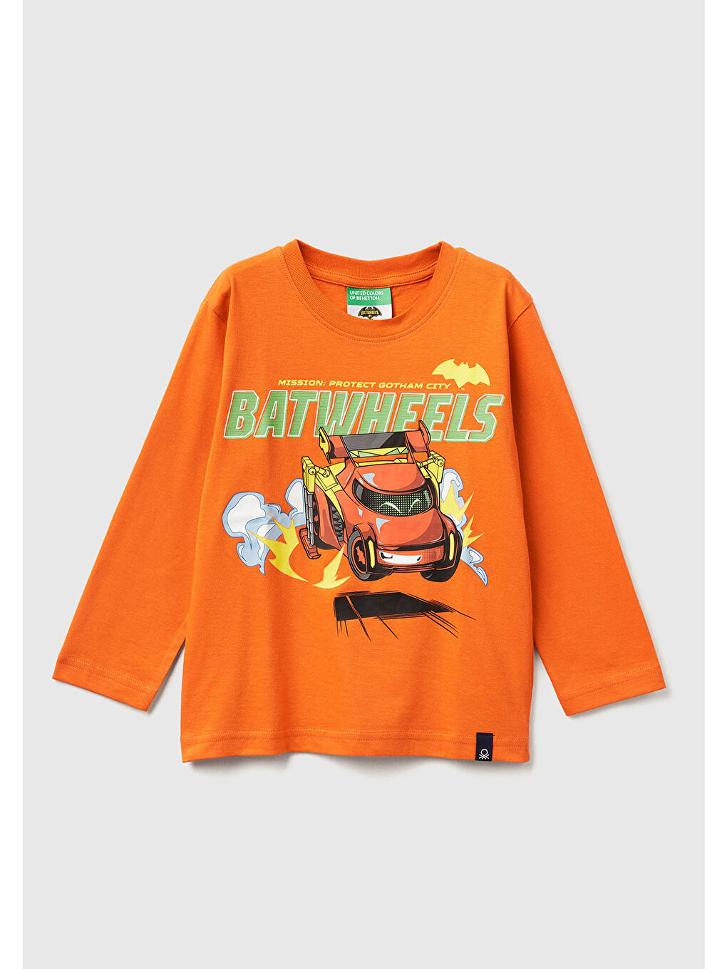 Erkek Çocuk Turuncu Önü ve Arkası Çok Renkli Batwheels Baskılı Logo Etiketli Jarse T-shirt