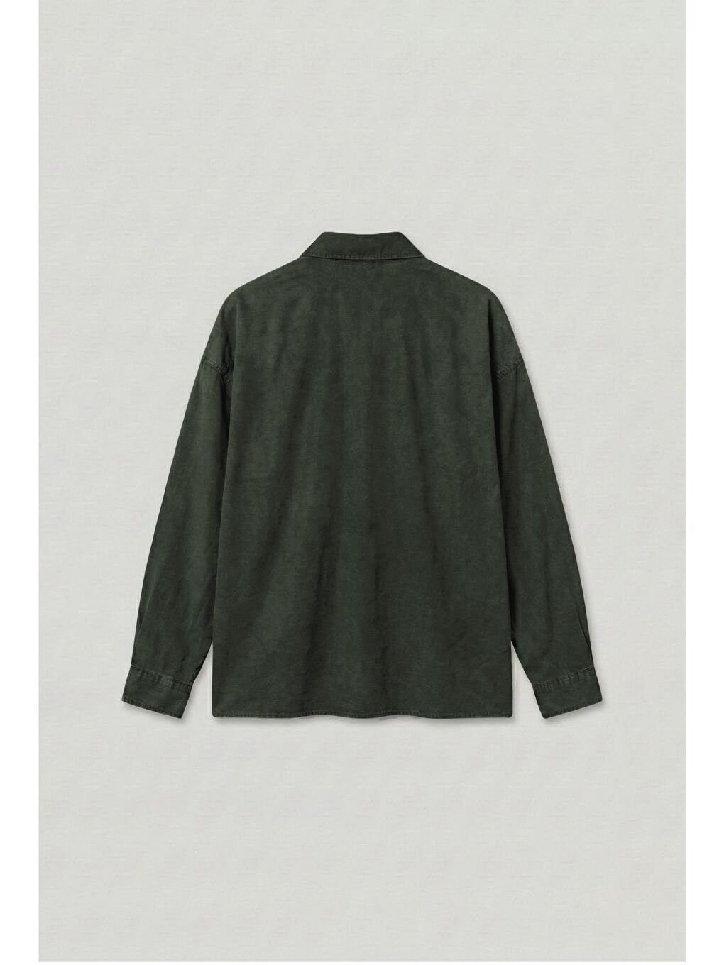 Erkek Oversize Yıkamalı Gömlek Haki-1