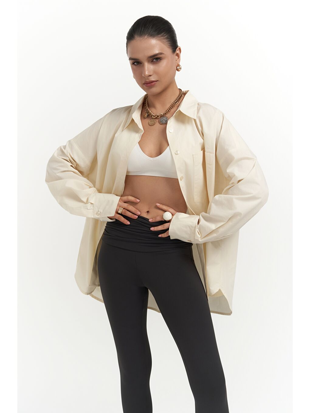 Josie Oversize Sarı Gömlek-3