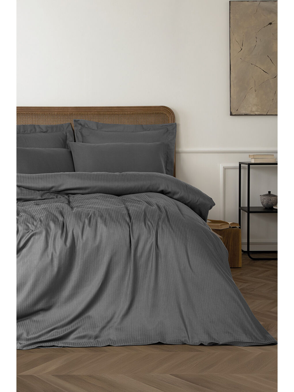 Pamuk Box Craft Çift Kişilik Nevresim Takımı Antrasit