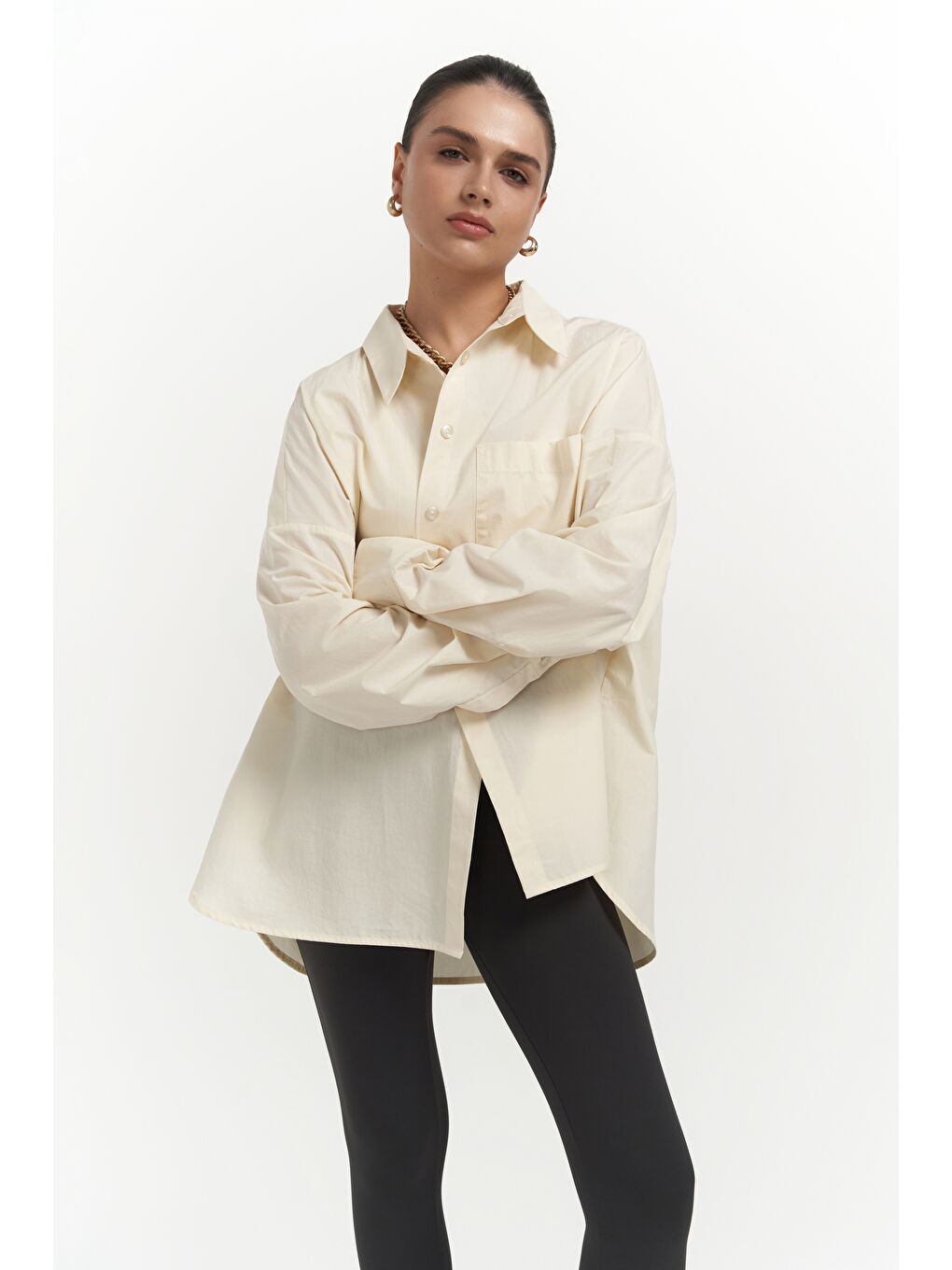 Josie Oversize Sarı Gömlek-4