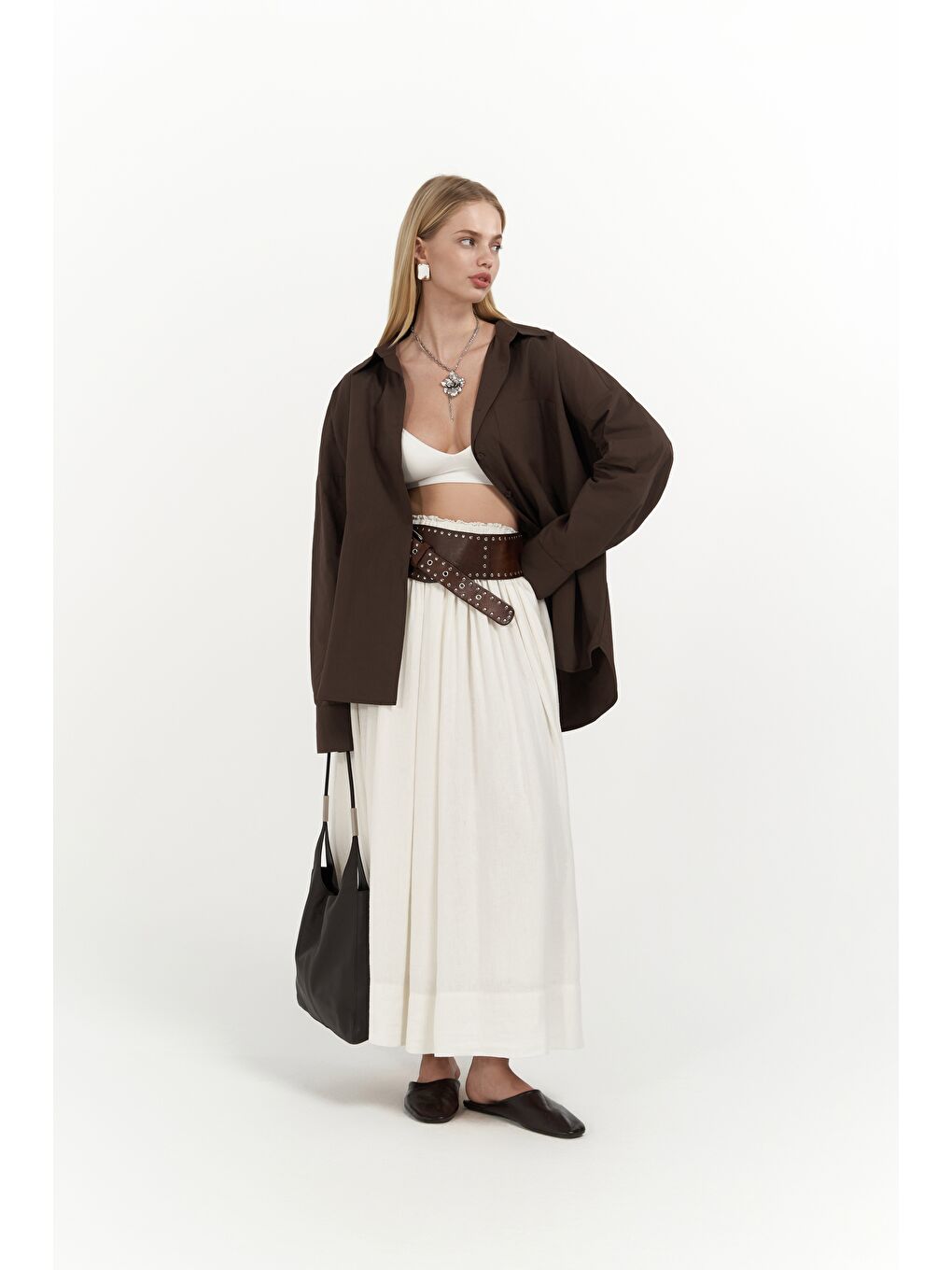 Kahverengi Josie Oversize Kahve Gömlek-1