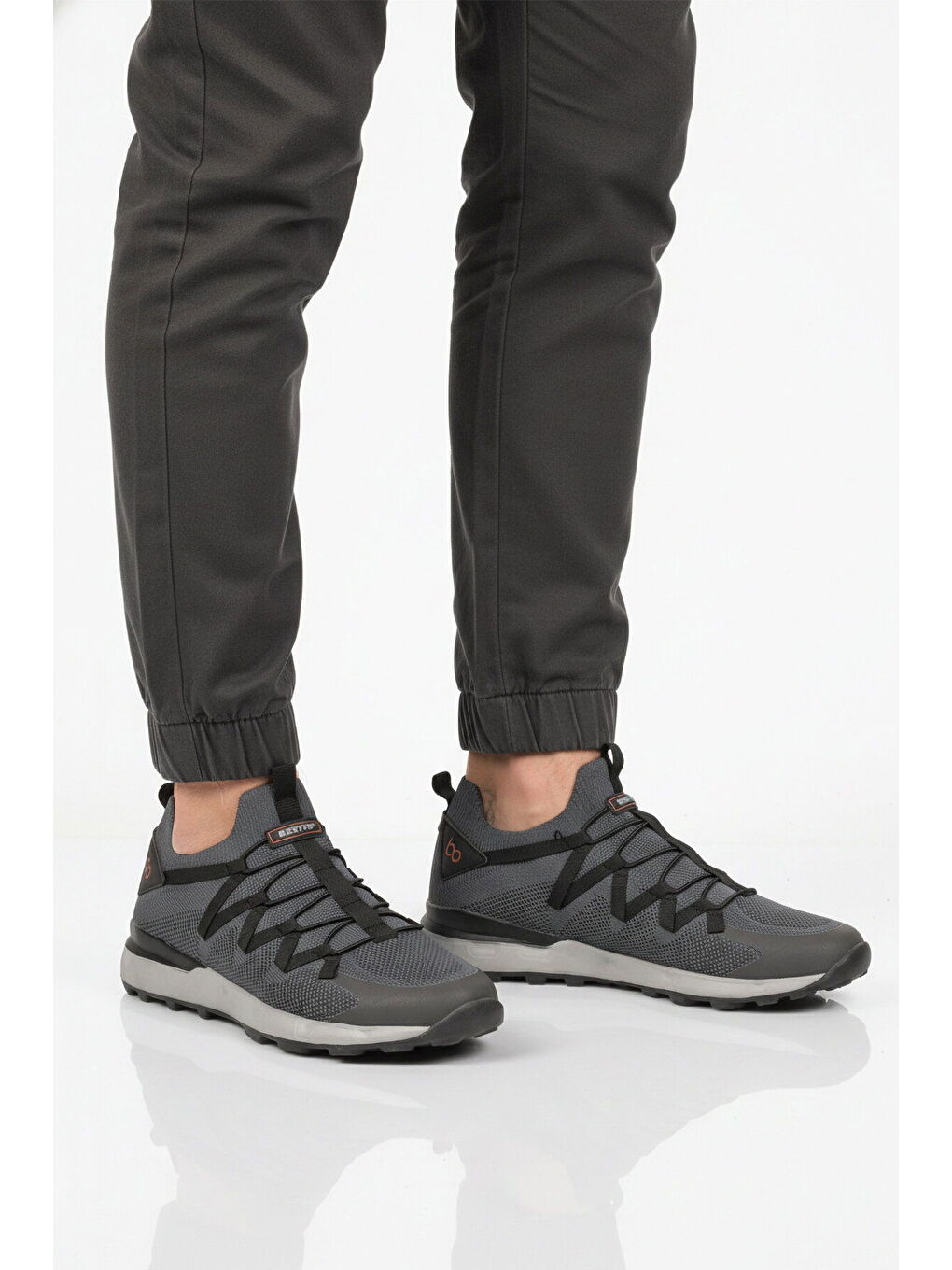 Gri Füme Fileli Hafif Esnek Bağcıklı Erkek Spor Ayakkabı Bst-650 M