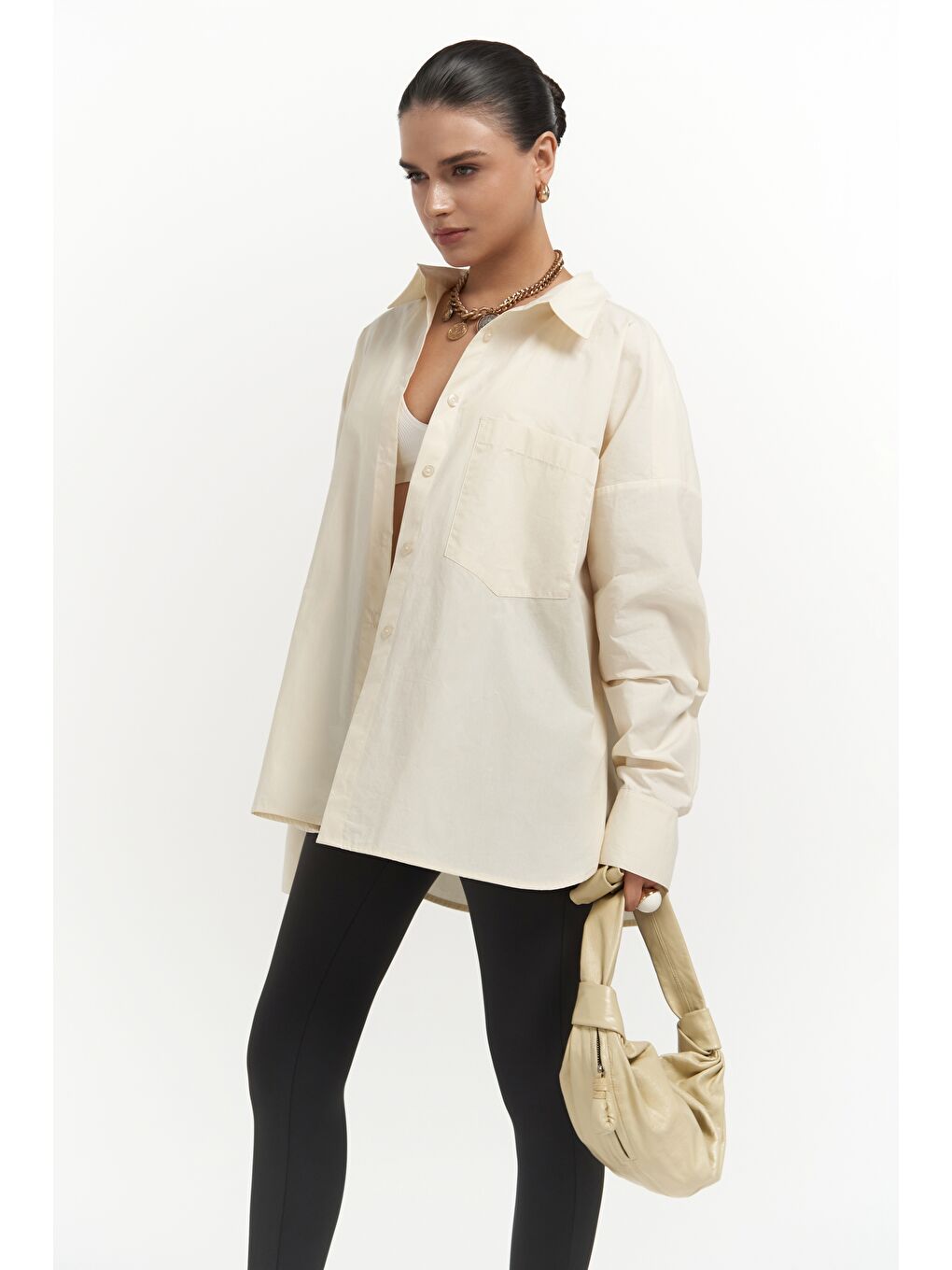 Josie Oversize Sarı Gömlek-5