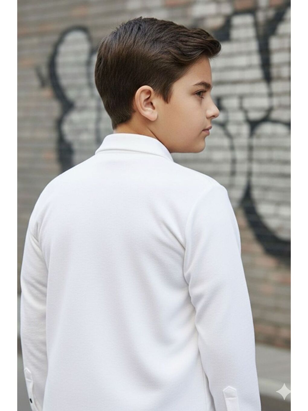 Beyaz Gömlek Tişört İkili Üst Takım-1