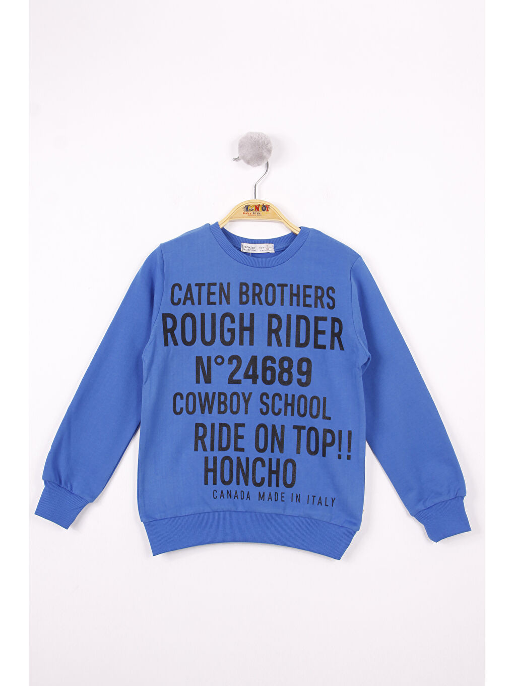 Mavi Erkek Çocuk Yazı Baskılı Sweatshirt