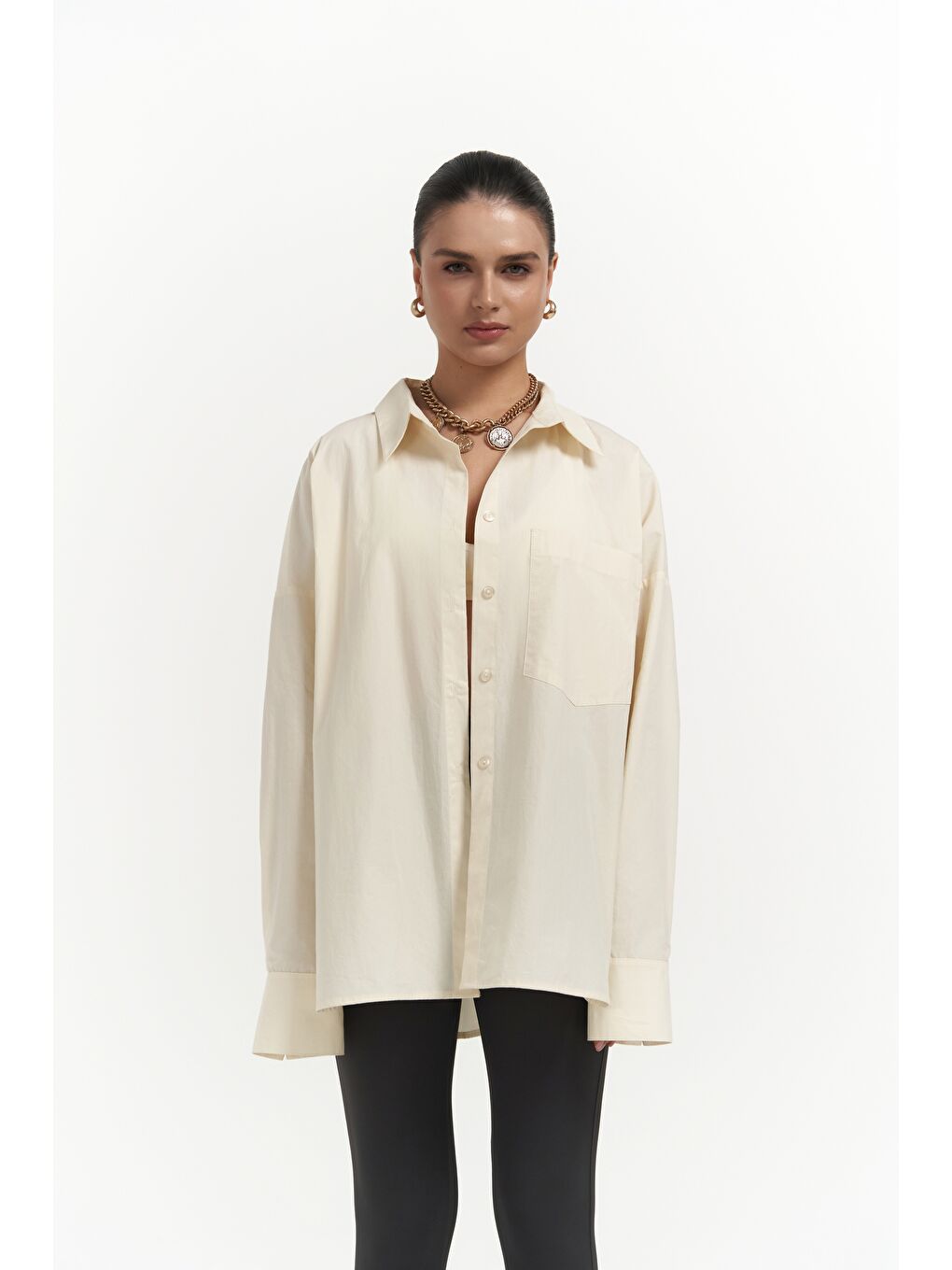 Josie Oversize Sarı Gömlek-6