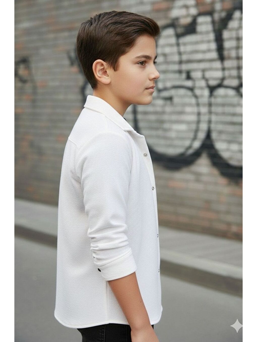 Beyaz Gömlek Tişört İkili Üst Takım-2